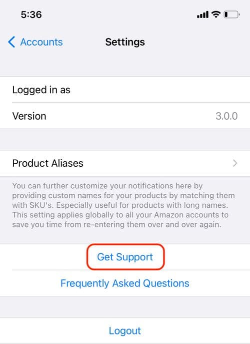 Get Support in Seller Siren App